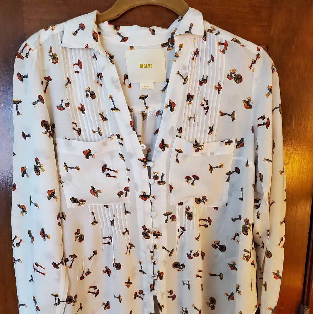 Anthro Maeve Matilda Mushroom Buttondown Shirt